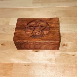 Pentagram Carved Wood Box